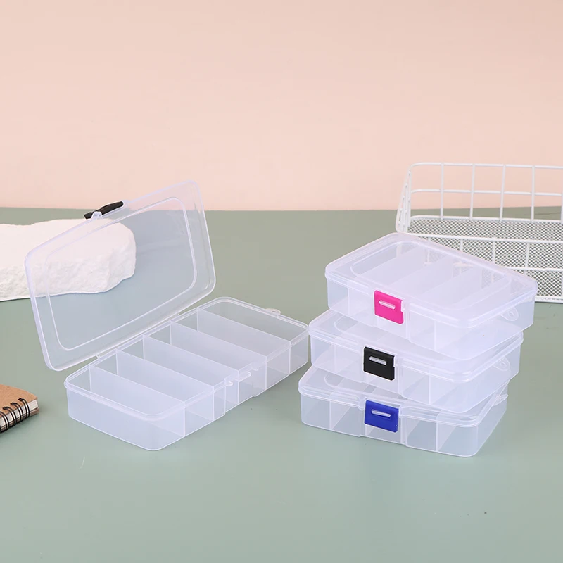 5/6-grid Portable Plastic Hair Clips Jewelry Storage Box Accessories Organizer Household Travel Supplies With Dust Proof