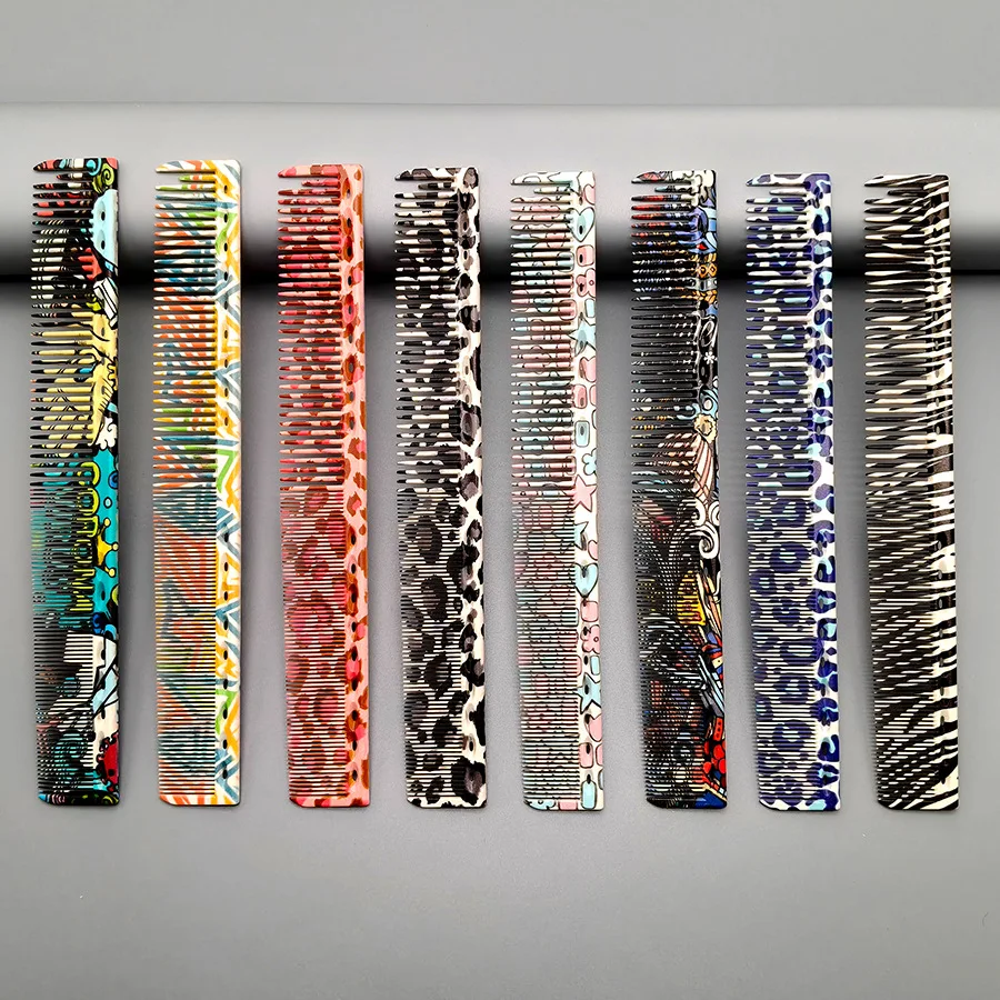 Hair Cutting Comb With Scale Cyan Yellow Ruler Haircut Combs Barber Shop Hairdressing Hairbrush Salon Styling Tools Y0521