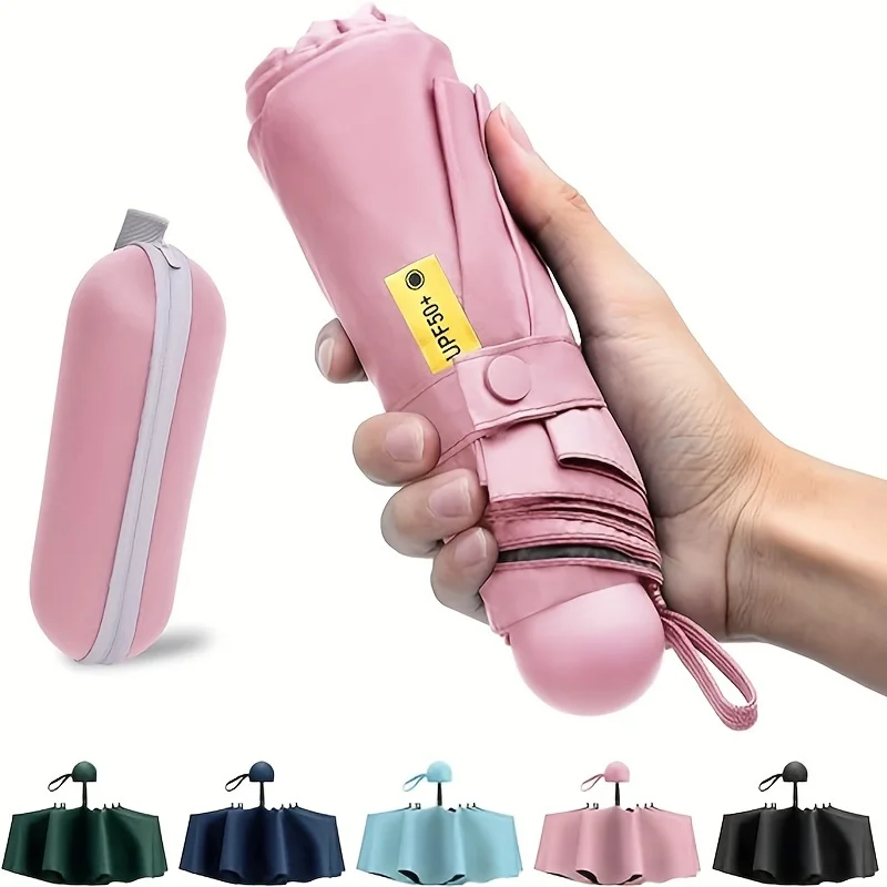 1pc Anti-Uv Mini Umbrella For Sunny And Rainy Days, Portable With Uv Coating And 6 Reinforced Ribs