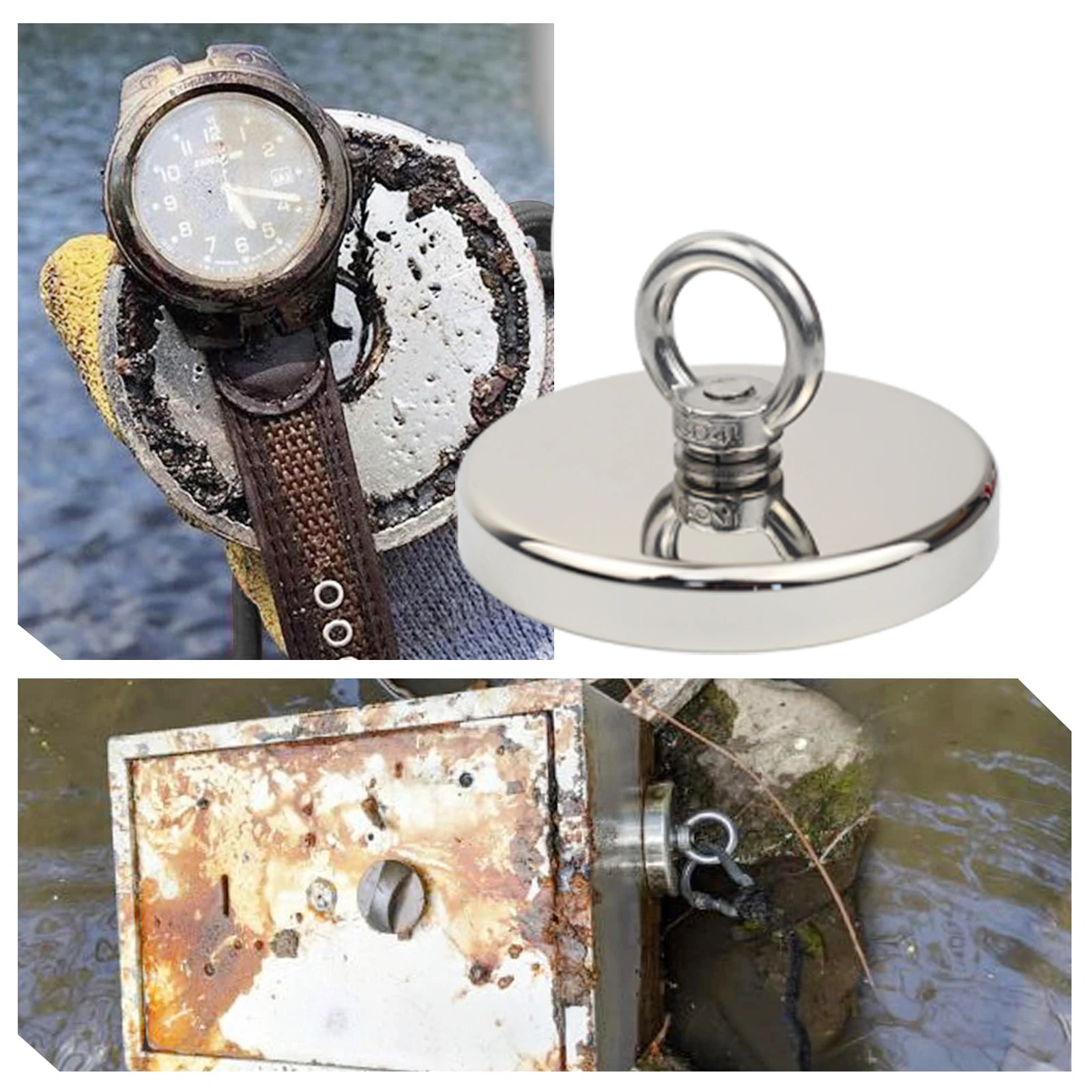 Super Strong Neodymium Fishing magnet Hooks N52 Heavy Duty magnet with Countersunk Hole Eyebolt 16-42mm Salvage Searcher Magnets