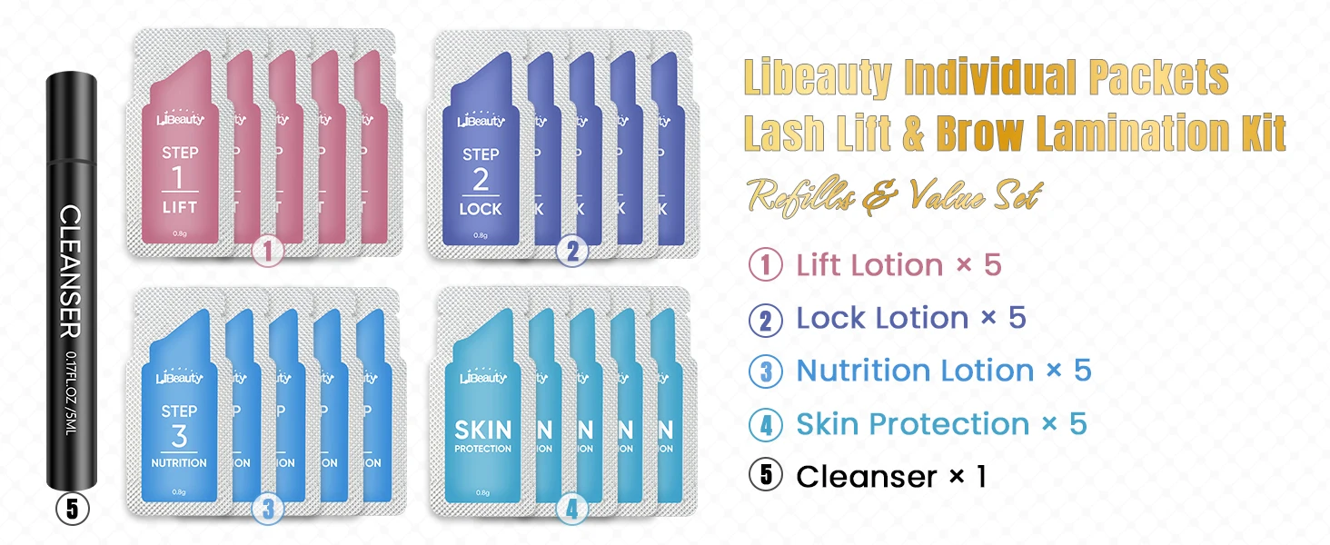 Libeauty 20 Pieces/Lot 10-12 Minutes Sachet Lifting Brow Lamination Kit Calia Perm And Fixation Individual Package Makeup Tools