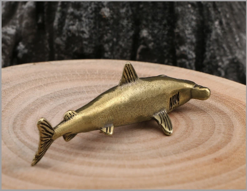 Hammerhead Shark Brass Decorative Figurines Marine Organisms Souvenir Desk Decoration Metal Figurine Ornaments Gift