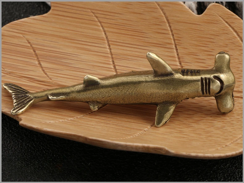 Hammerhead Shark Brass Decorative Figurines Marine Organisms Souvenir Desk Decoration Metal Figurine Ornaments Gift