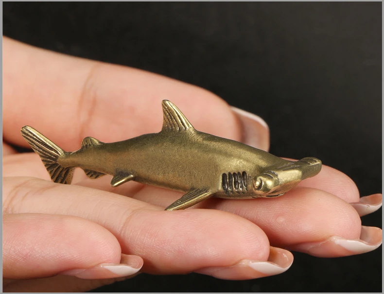 Hammerhead Shark Brass Decorative Figurines Marine Organisms Souvenir Desk Decoration Metal Figurine Ornaments Gift
