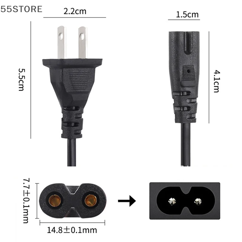 EU Power Cable 2pin IEC320 C7 US Power Extension Cord For Dell Laptop Charger Canon Epson Printer Radio Speaker PS4 XBOX