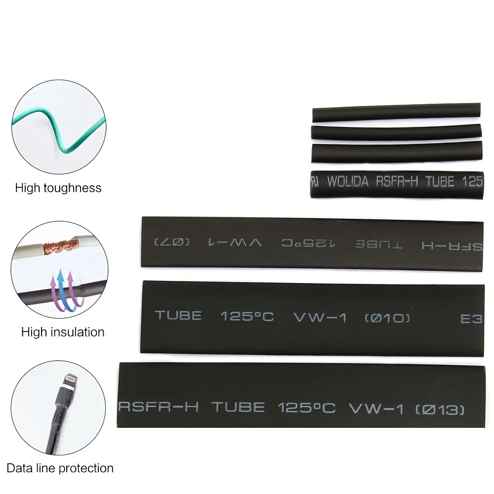 127Pcs Heat Shrink Tube Sleeving Tubing Assortment Kit Electrical Connection Electrical Wire Wrap Cable Waterproof Shrinkage 2:1