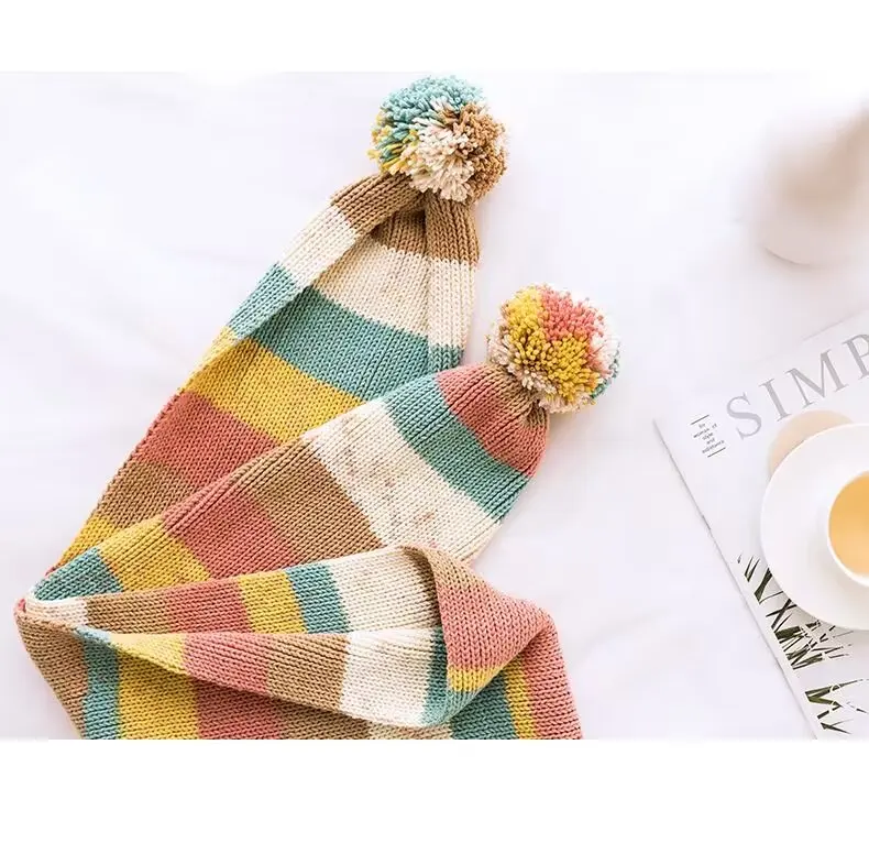 100g Rainbow Cotton Colorful Long Section Dyed Pattern Thread Handwoven Sweater Scarf Blanket Seat Cushion Doll Yarn Ball