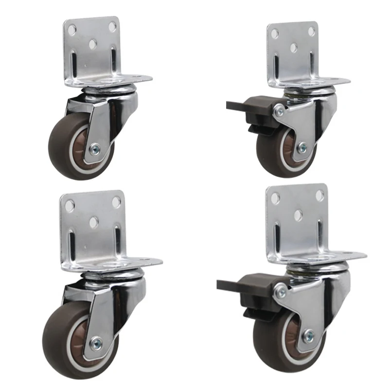 4pcs Universal Swivel Casters Heavy Duty Furniture Wheel Castor Silent Trolley Wheels for Table Chair Sofa with Safety Brake