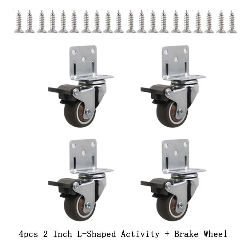 4pcs Universal Swivel Casters Heavy Duty Furniture Wheel Castor Silent Trolley Wheels for Table Chair Sofa with Safety Brake