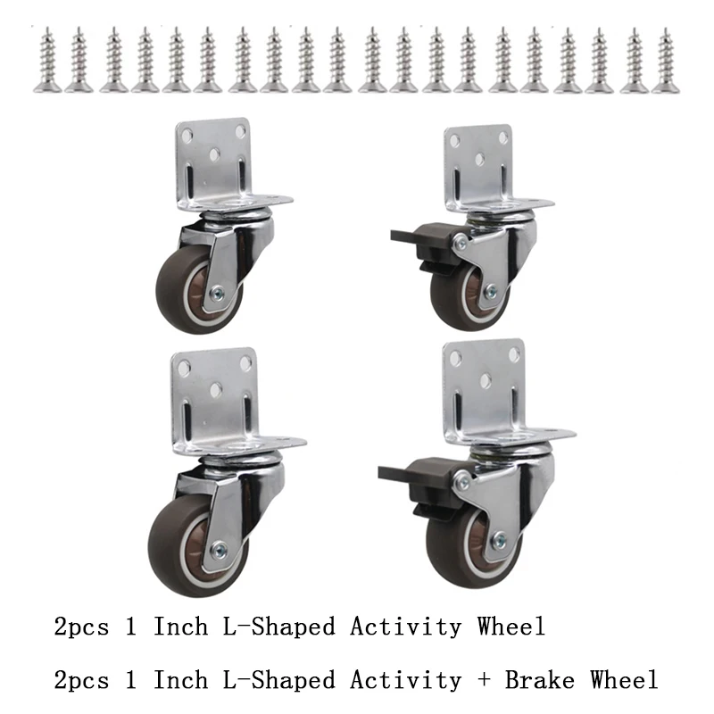 4pcs Universal Swivel Casters Heavy Duty Furniture Wheel Castor Silent Trolley Wheels for Table Chair Sofa with Safety Brake