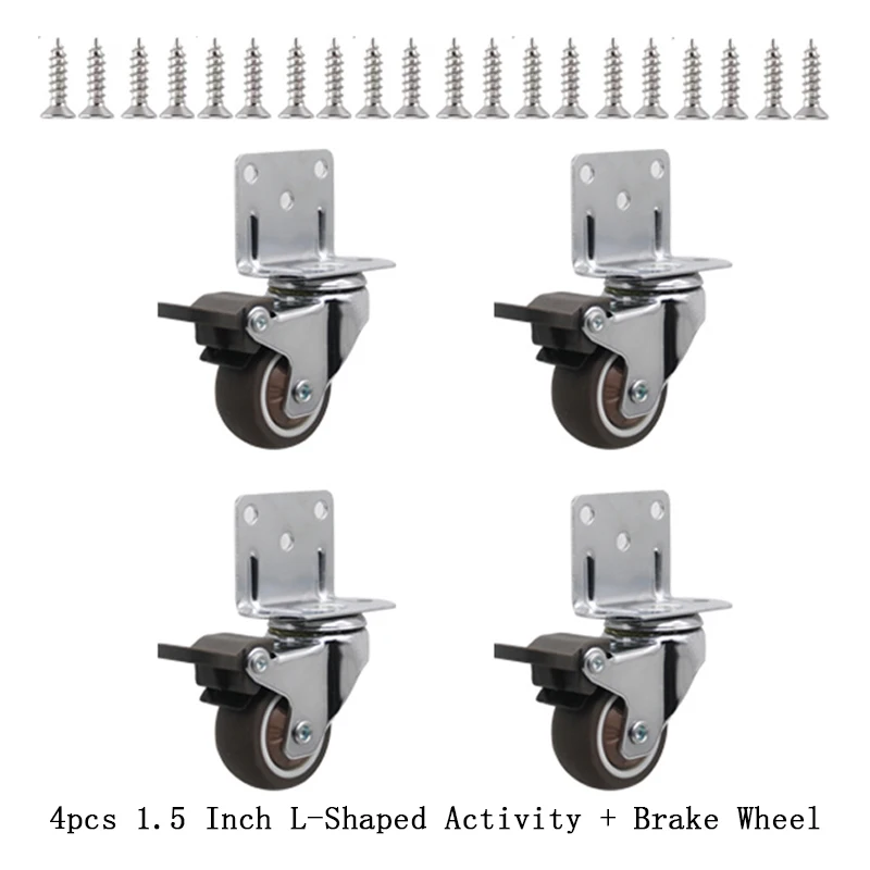 4pcs Universal Swivel Casters Heavy Duty Furniture Wheel Castor Silent Trolley Wheels for Table Chair Sofa with Safety Brake