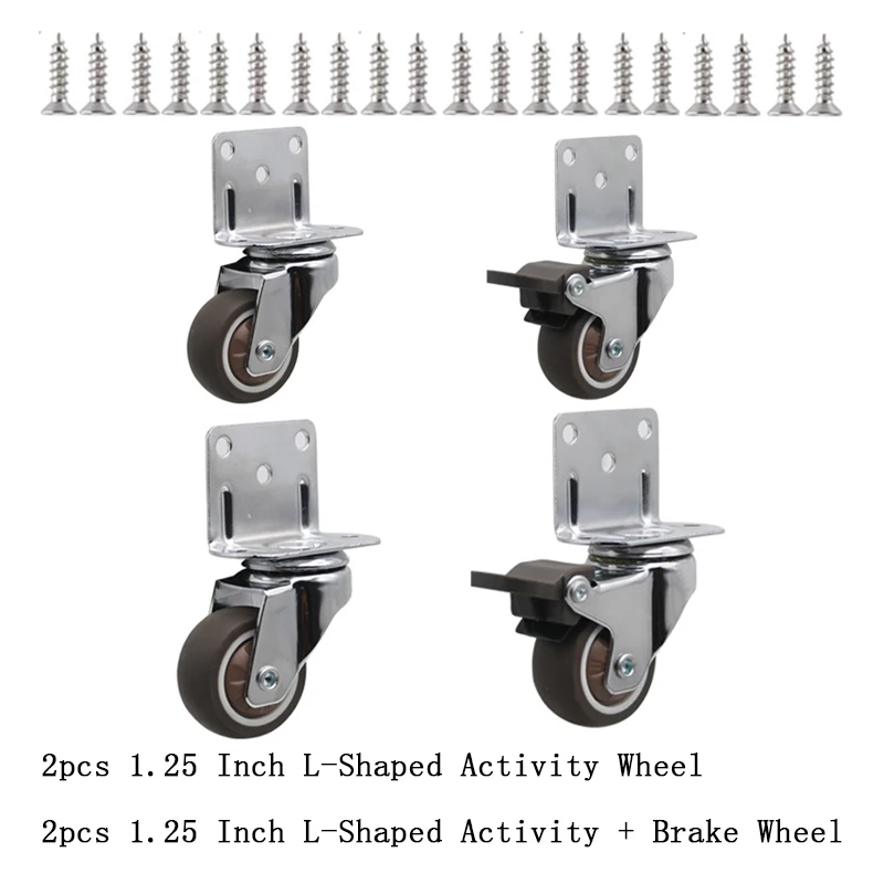 4pcs Universal Swivel Casters Heavy Duty Furniture Wheel Castor Silent Trolley Wheels for Table Chair Sofa with Safety Brake
