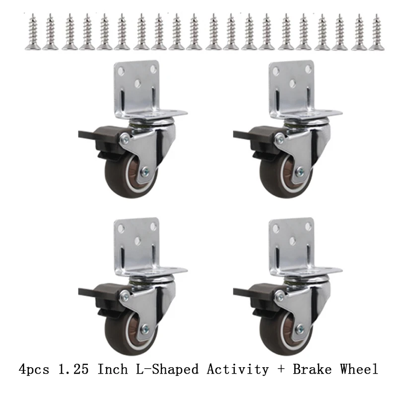 4pcs Universal Swivel Casters Heavy Duty Furniture Wheel Castor Silent Trolley Wheels for Table Chair Sofa with Safety Brake