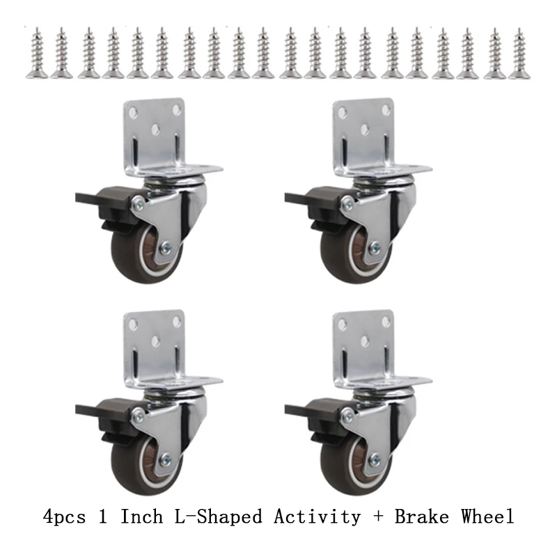 4pcs Universal Swivel Casters Heavy Duty Furniture Wheel Castor Silent Trolley Wheels for Table Chair Sofa with Safety Brake