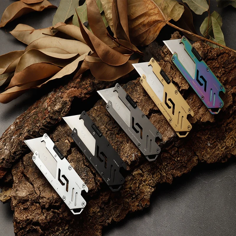 Stainless Steel EDC Folding Utility Knife Multi-function Paper Cutter Manual Knife Bottle Opener Wrench for Camping Hiking