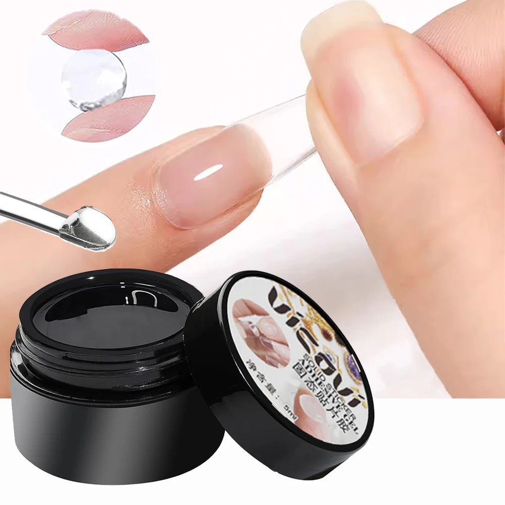 1 Jar Solid Nail Gel Glue for Fake Nail Tips Clear Acrylic Fake Tips Solid Gel Press On Poly Builder Gel UV Light Cured Glue