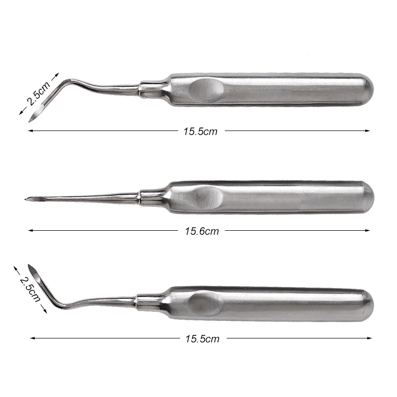 3pcs Dental Extraction Tooth Extracting Forceps Curved Root Lift Elevator Dental Implant Instruments