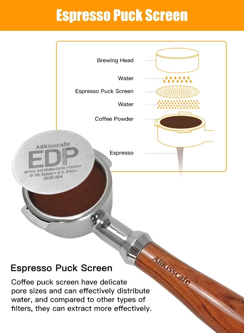 Alikisscafe Coffee Puck Screen 0.2mm Espresso Filter 51mm 53.5mm 58.5mm For Delonghi Breville Portafilter Accessory Barista Tool
