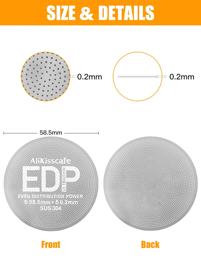 Alikisscafe Coffee Puck Screen 0.2mm Espresso Filter 51mm 53.5mm 58.5mm For Delonghi Breville Portafilter Accessory Barista Tool