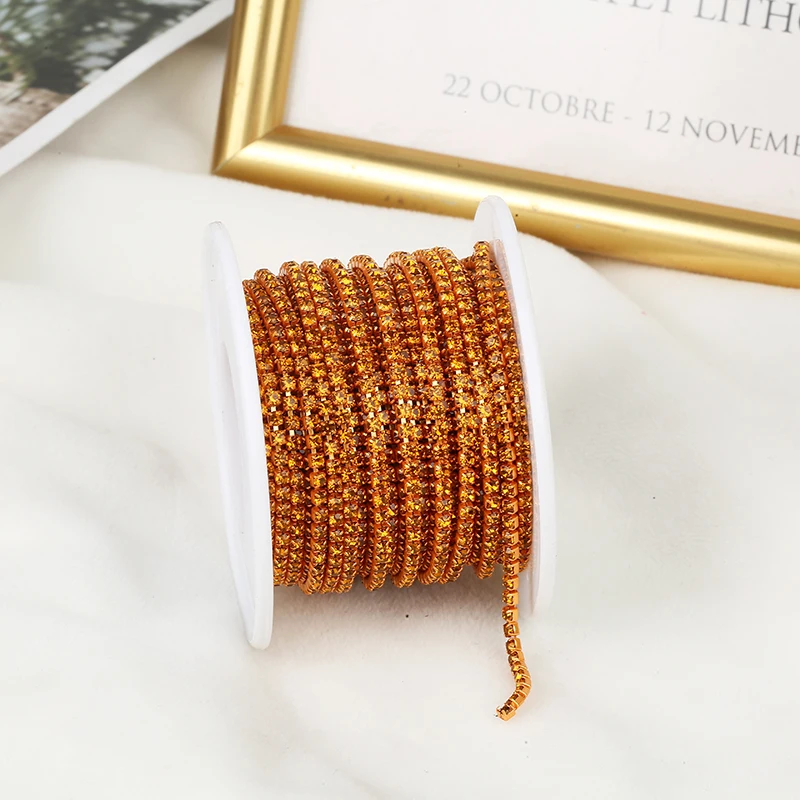 RESEN SS6-SS12 5yards/10yards Multicoloured Crystal Rhinestone Cup Chain Sew On Crystal Glass Cup Chain Trim Glue on Stone Trim