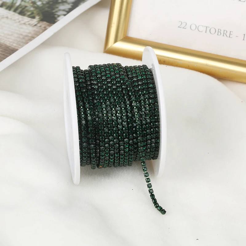 RESEN SS6-SS12 5yards/10yards Multicoloured Crystal Rhinestone Cup Chain Sew On Crystal Glass Cup Chain Trim Glue on Stone Trim