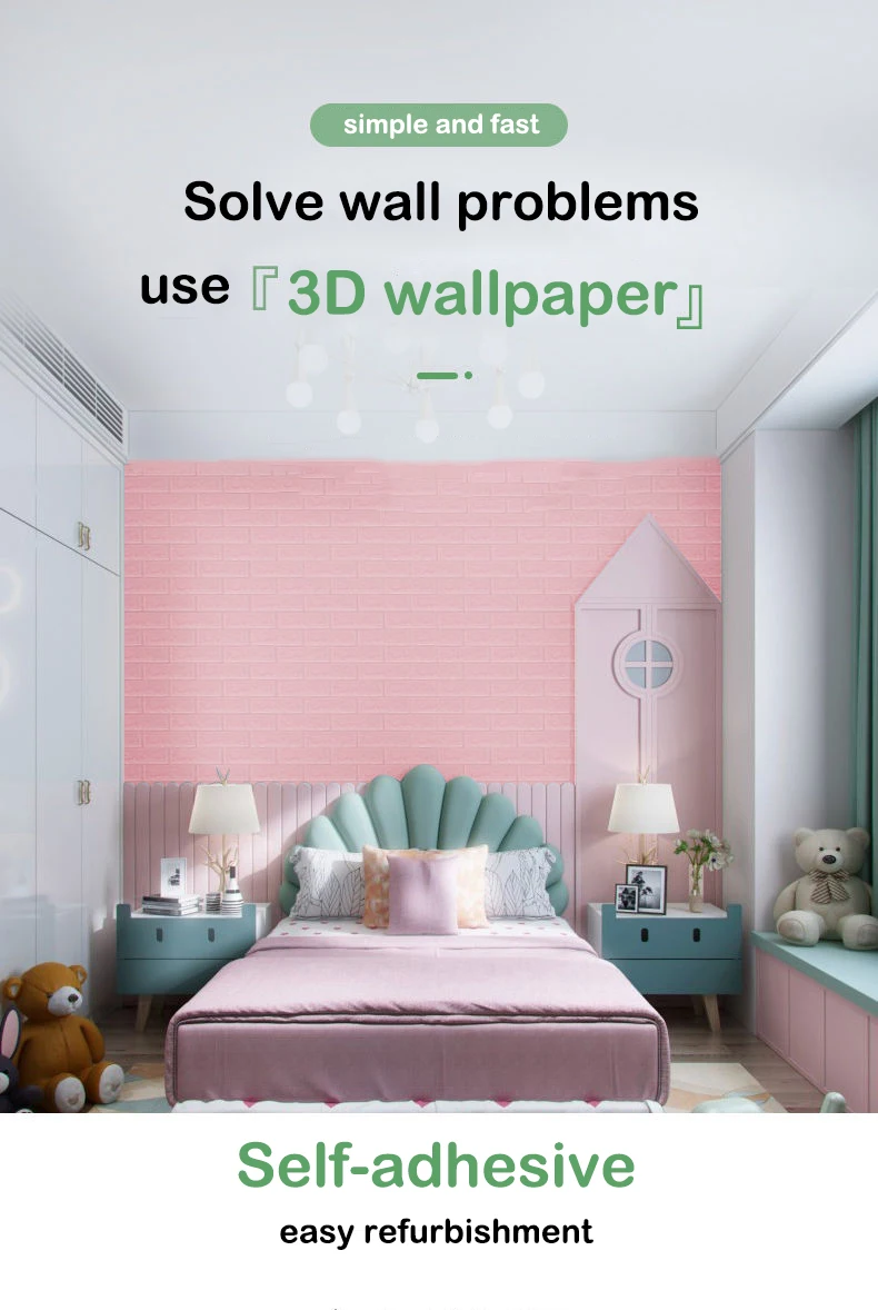 70cmx1/5/10m 3D Wallpaper Decoration Self-adhesive Antique Foam Brick Wallpaper Living Room Bedroom Waterproof 3D Wall Sticker