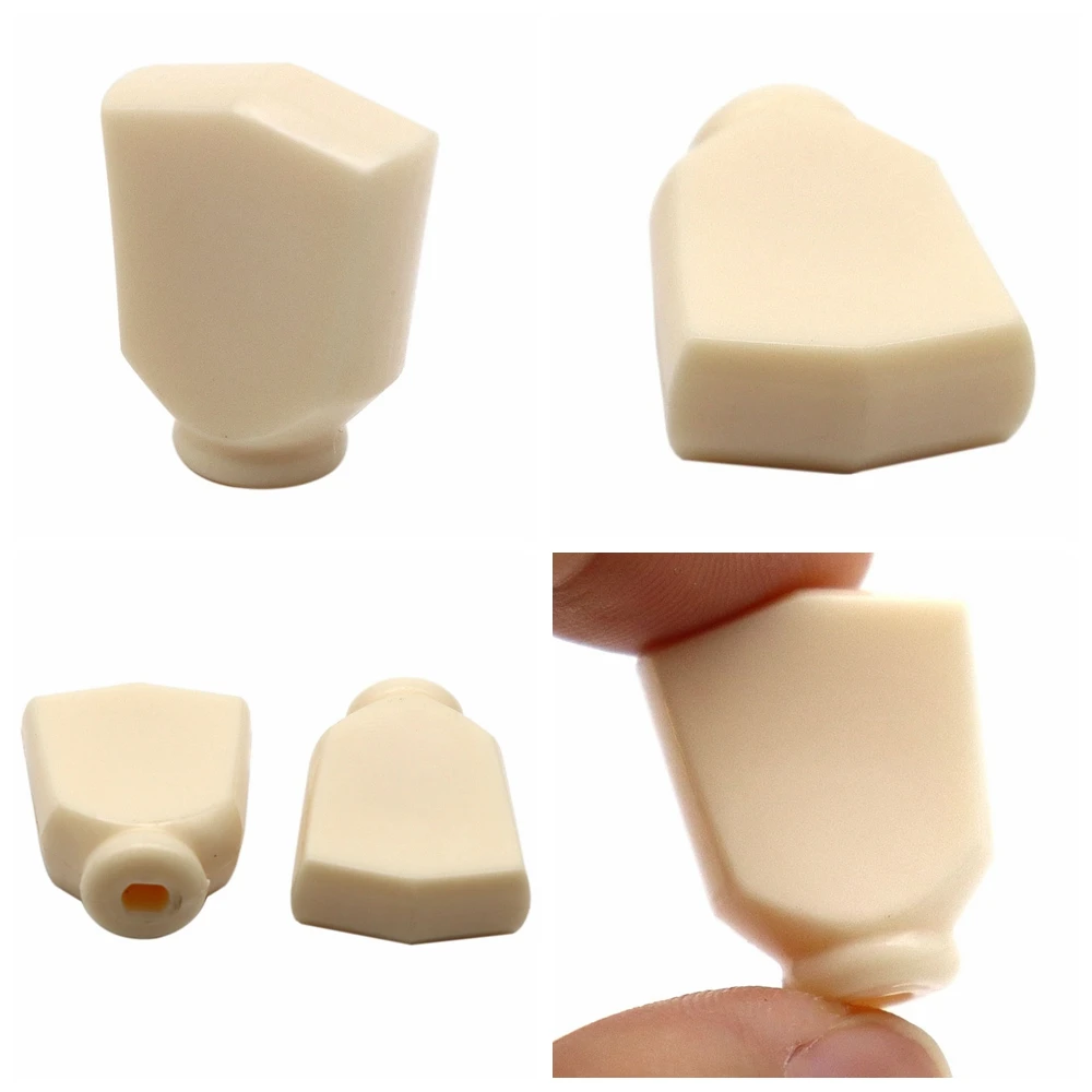 6pcs Wooden Folk Electric Guitar Tuners Handle Button Head Hat Handle Plastic Trapezoid Hand Without Installation Screws Hole