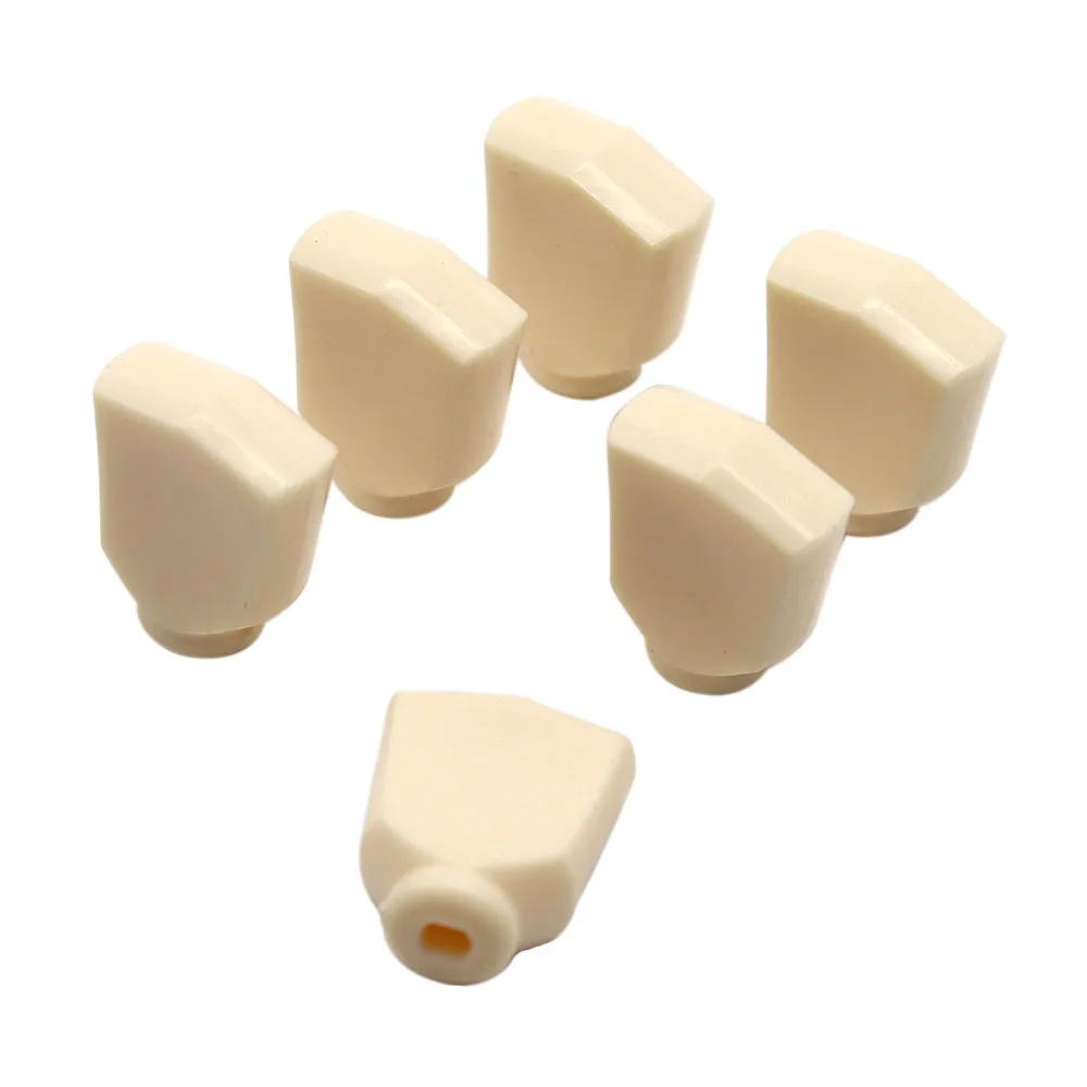 6pcs Wooden Folk Electric Guitar Tuners Handle Button Head Hat Handle Plastic Trapezoid Hand Without Installation Screws Hole