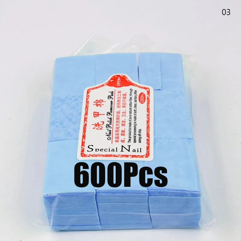 1000/600Pcs Professional Nail Wipe 100% Cotton Pads Lint-Free Nail Cotton Gel Polish Remover Nail Art Cleaning Tools