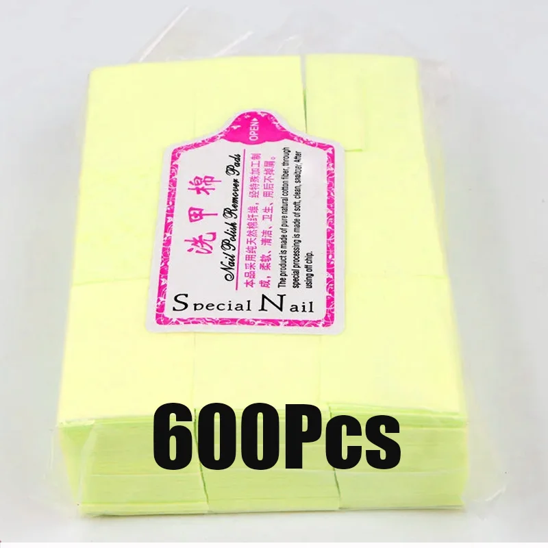 1000/600Pcs Professional Nail Wipe 100% Cotton Pads Lint-Free Nail Cotton Gel Polish Remover Nail Art Cleaning Tools
