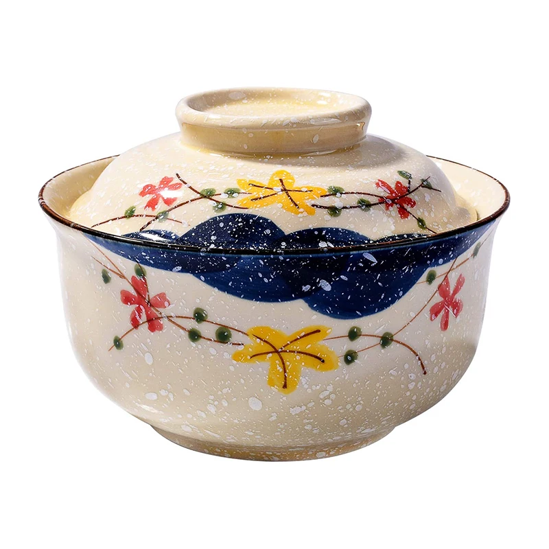 YWDL 6.5inch Japanese Style Ramen Bowl With Lid Ceramic Instant Noodle Bowl For Soup Rice Noodle And Porridge Kitchen Tableware