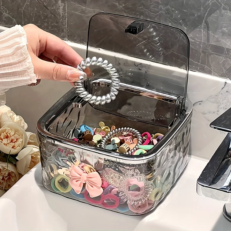 Hair Accessories Organizer Storage Box Clear Acrylic Hair Tie Organizer for Headband, Bows, Cotton Swab Organization, Bathroom