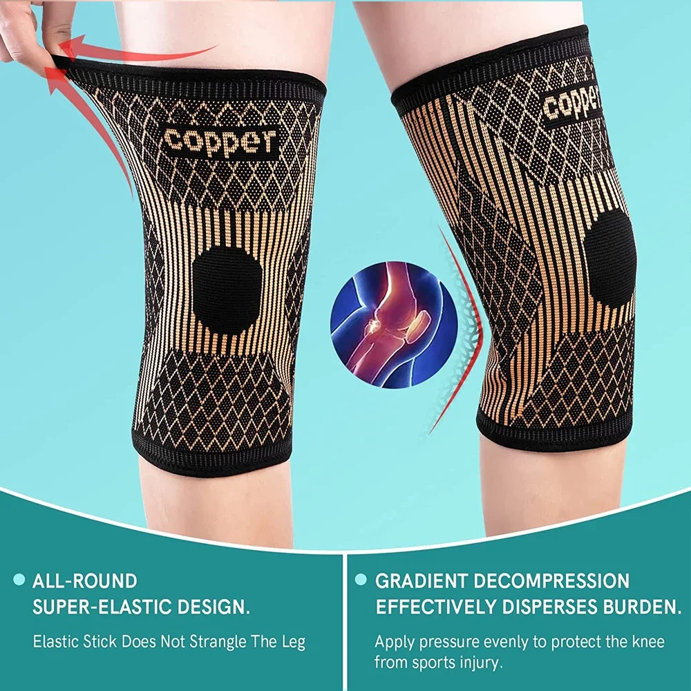 Copper Knee Braces for Women and Men,Copper Compression Knee Sleeve for Knee Pain,Arthritis,ACL,Knee Support for Running