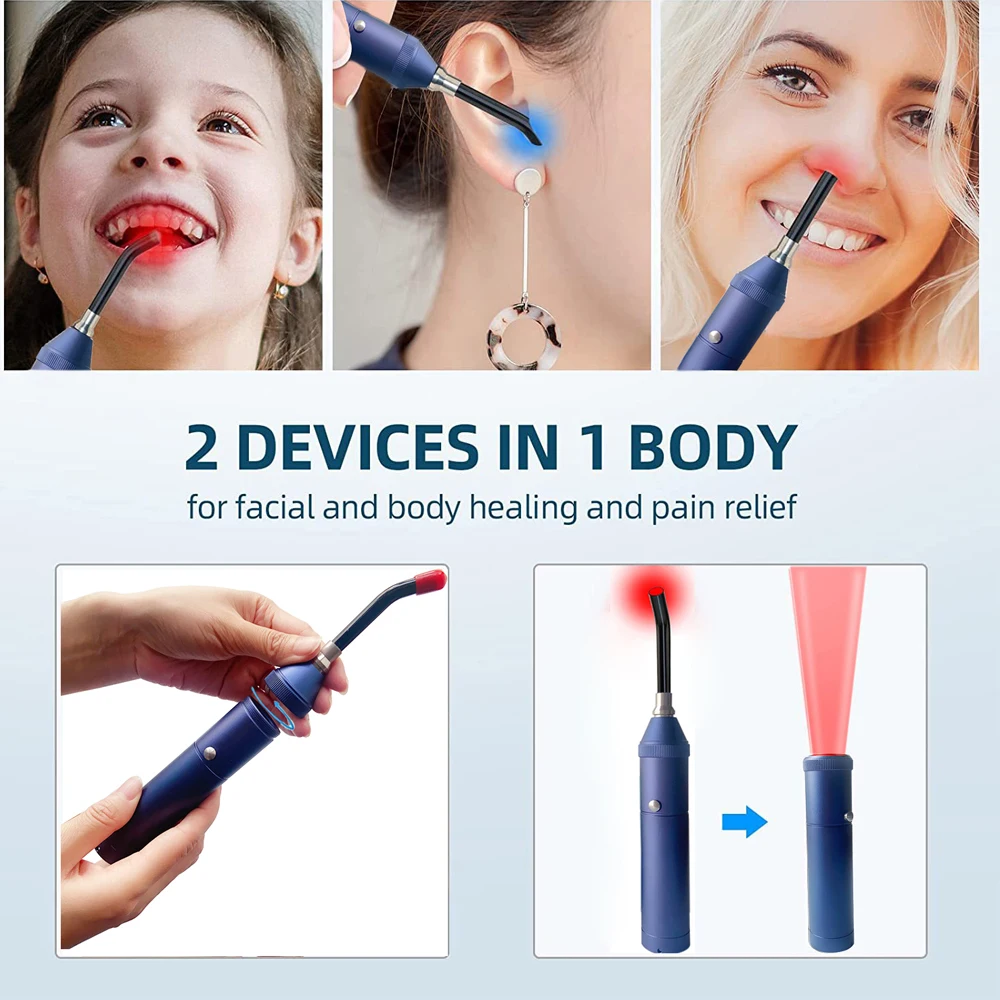 Portable Red Light Infrared Therapy Device Sore Canker Lip Therapy Handheld Removable Oral Physiotherapy Wand Health Pain Relief