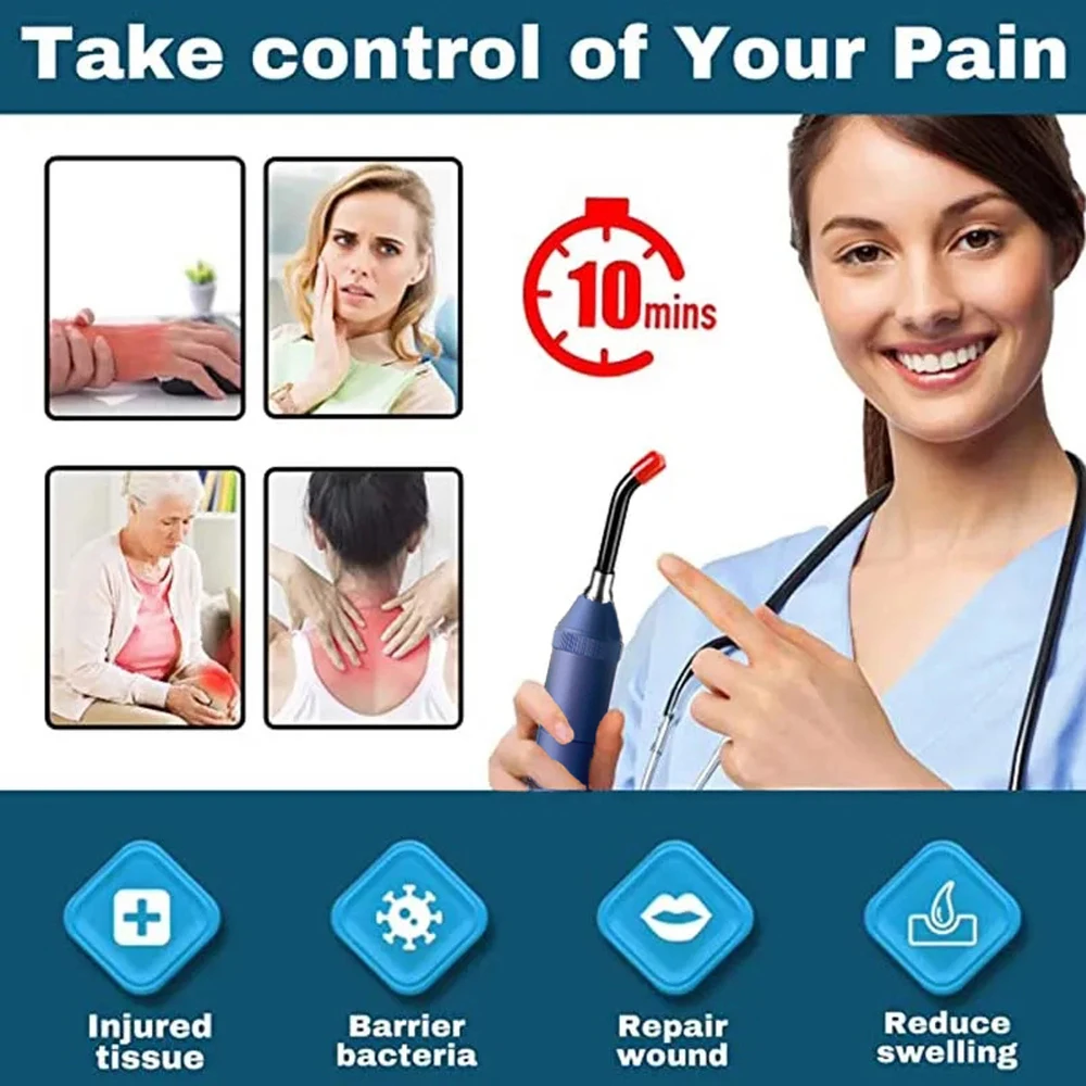 Portable Red Light Infrared Therapy Device Sore Canker Lip Therapy Handheld Removable Oral Physiotherapy Wand Health Pain Relief