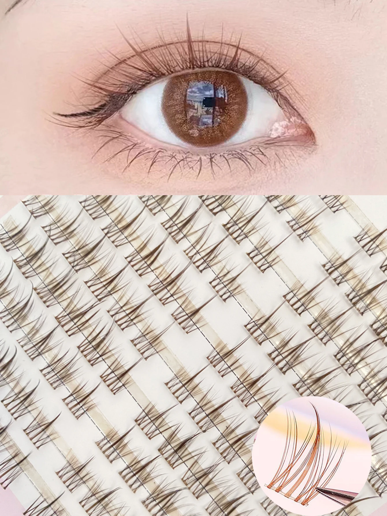 Natural Look Brown Eyelash Clusters 10 Rows 120 Clusters Sunflower Individual Lashes Ultra-light Wispy False Eyelash For Makeup