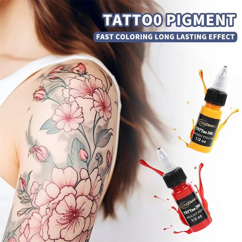 15ml 7colors Tattoo Ink Pigment with Box Body Art Tattoo Kits Professional Beauty Paints Makeup Tattoo Supplies Semi-permanent