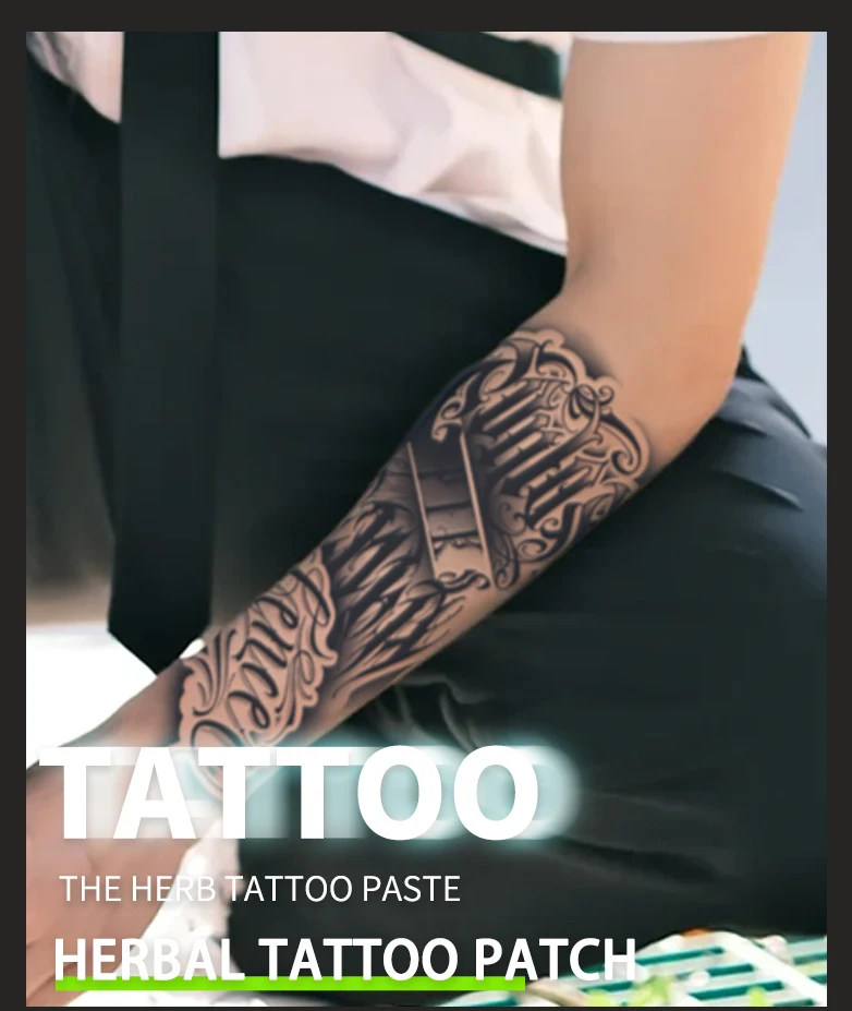 1pc Dark Floral Waterproof Temporary Tattoo Stickers, Lasting 1-2 Weeks, Simulates Semi-Permanent Fake Tattoos