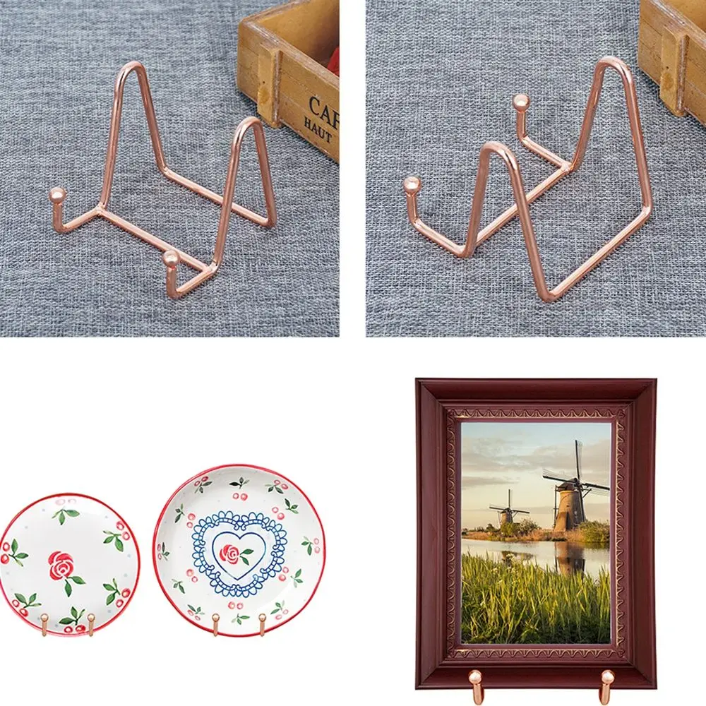 Plate Display Stand Picture Easel Metal Plate Stands Holder Display Pictures Frame Photo Decorative Plate Dish Tabletop Art