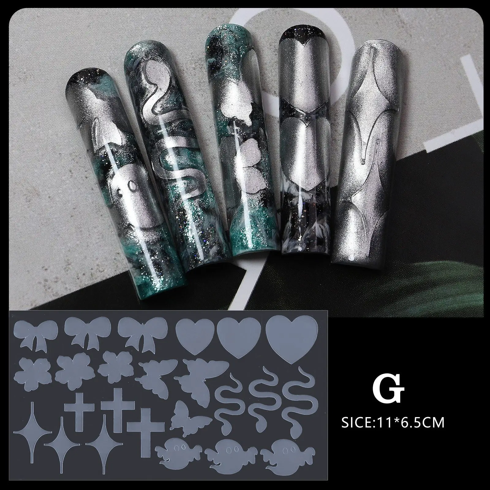 12 Pieces Crystal Nail Molds French Nail Stickers No Frosting No Paper Holder Reusable for French Manicure Extension Tool