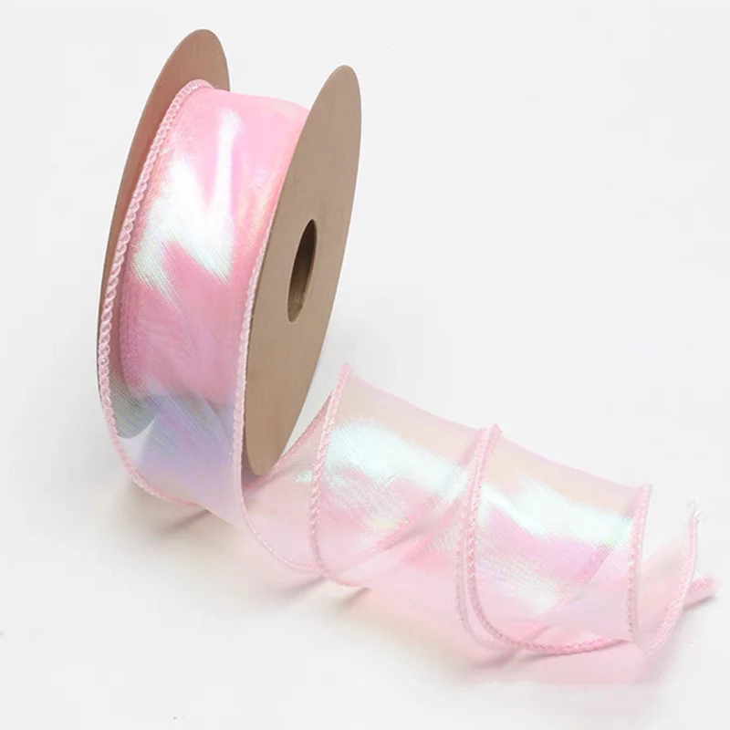 40mm 10Yards Fishtail Organza Ribbon Reflective Iridescent Wavy Edge Ribbon for Gift Wrapping DIY Bow Bouquet Voile Ribbons
