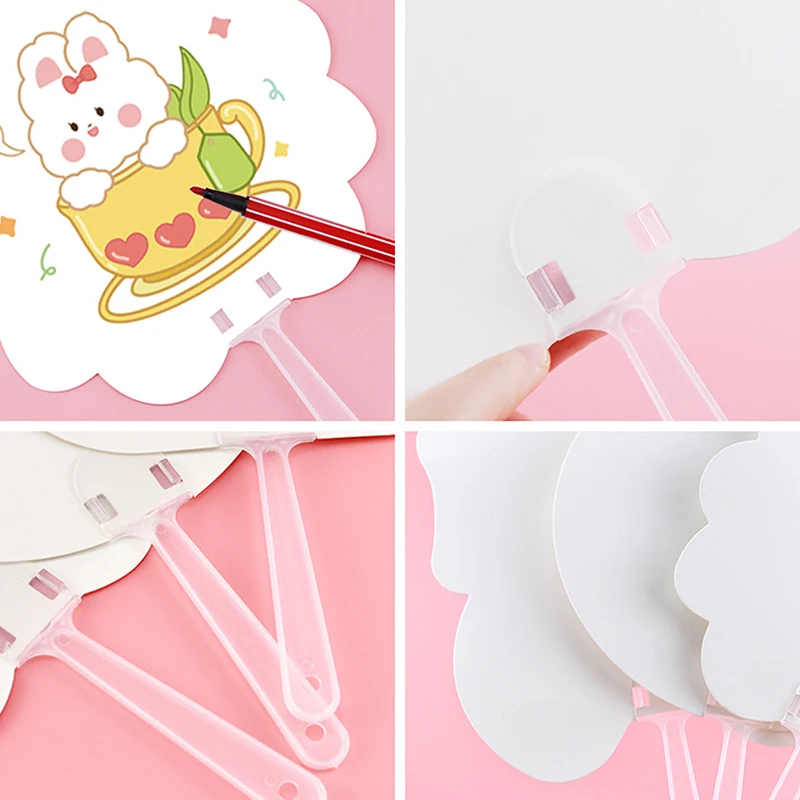 10pcs Round Hand Fan Blank DIY Chinese Hand Fan Stage Performance Hand Fan Wall Decoration For DIY Craft Make Hand Graffiti Fan
