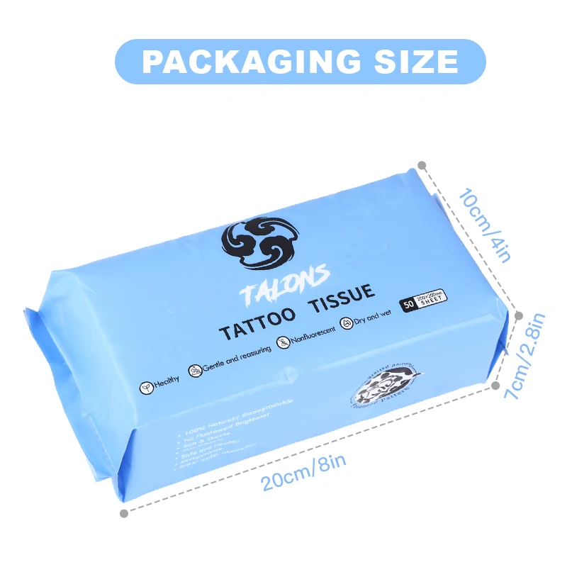 50Pcs/Pack Disposable Tattoo Wipe Paper Towel Tissue Body Art Permanent Makeup Tattoo Cleaning Tools Tattoo Supplies Accessories