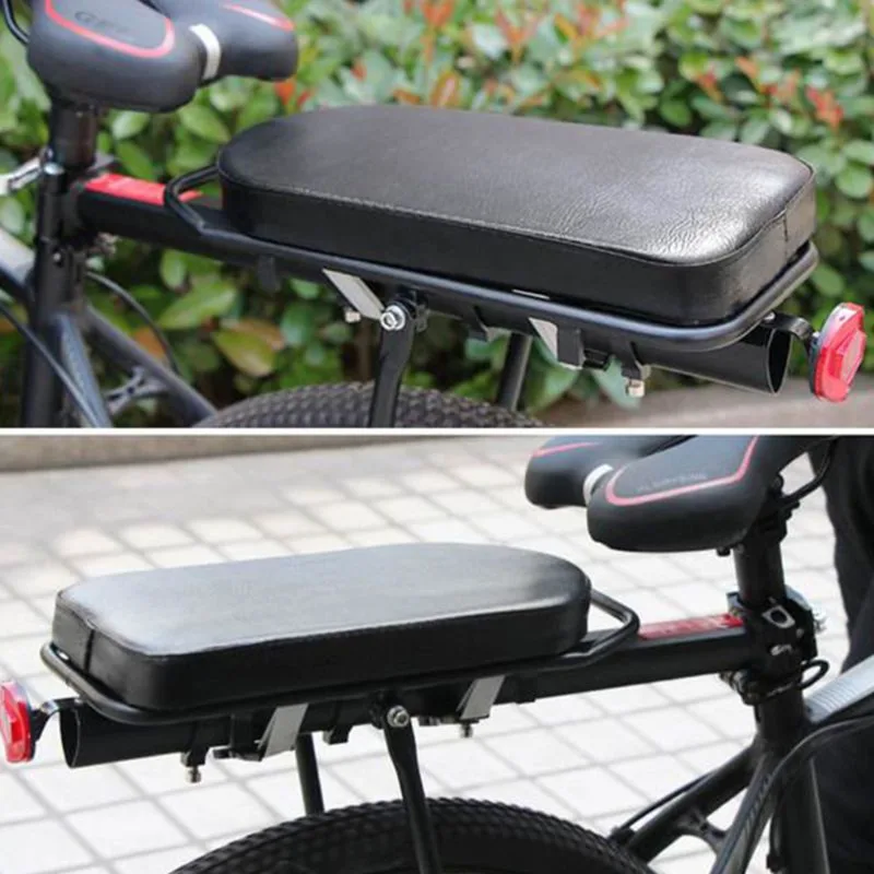 Bicycle Back Seat Bike PU Leather Soft Cushion Rear Rack Seat Water Resistant Children Seat With Back Rest Bicycle Accessories