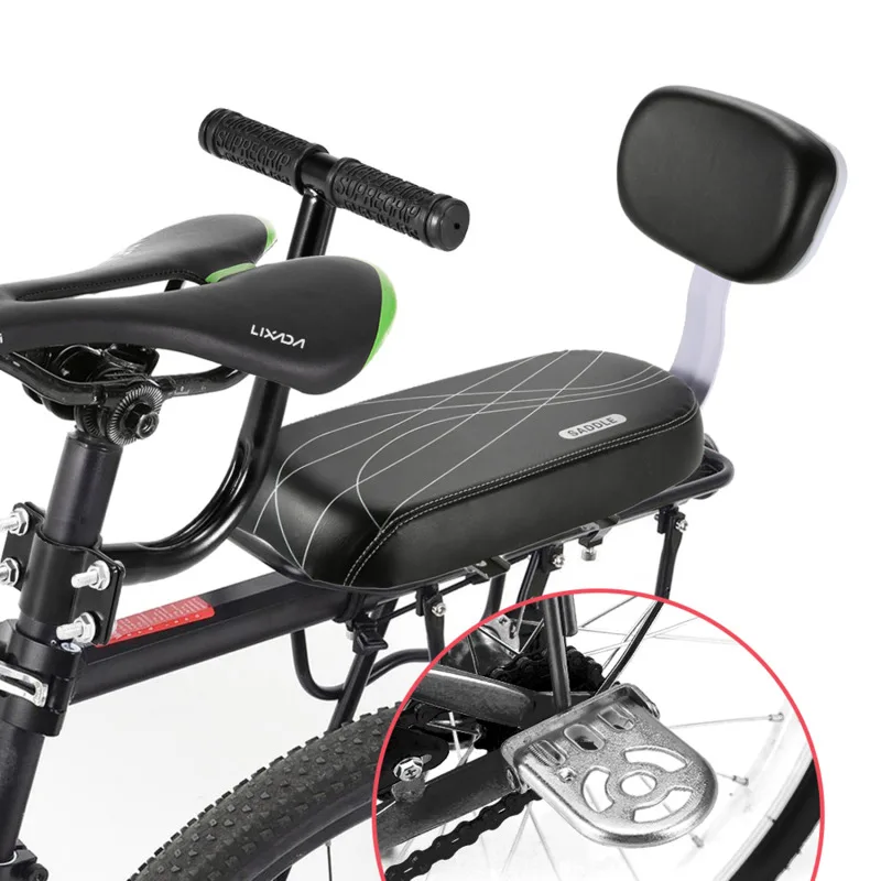 Bicycle Back Seat Bike PU Leather Soft Cushion Rear Rack Seat Water Resistant Children Seat With Back Rest Bicycle Accessories