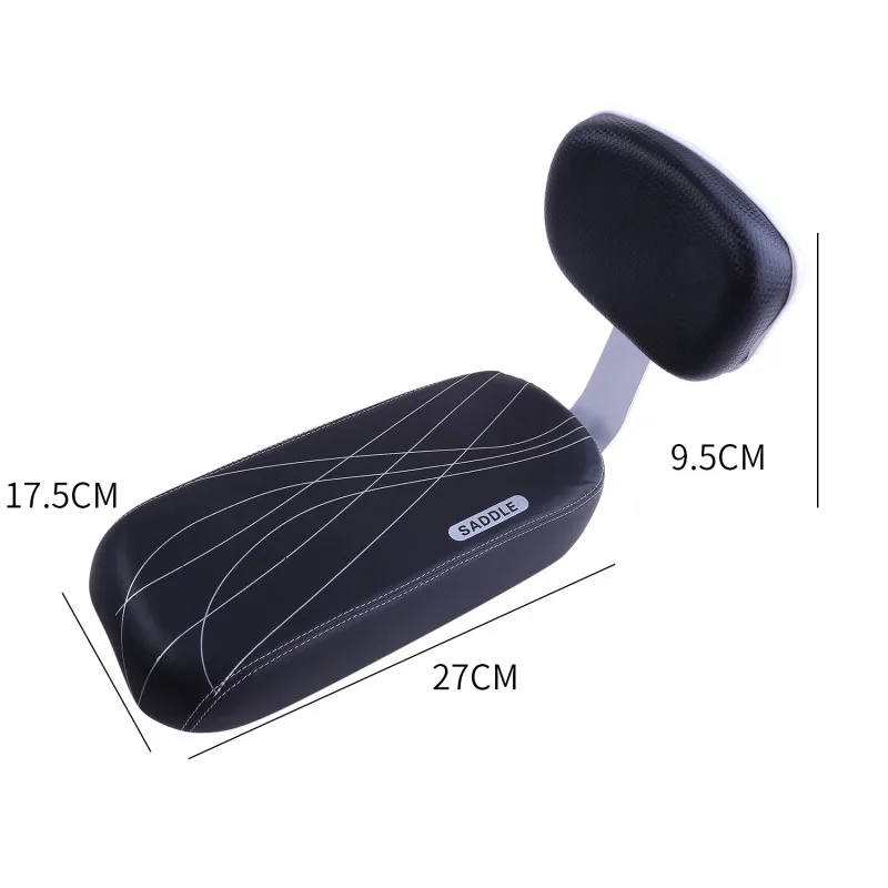 Bicycle Back Seat Bike PU Leather Soft Cushion Rear Rack Seat Water Resistant Children Seat With Back Rest Bicycle Accessories