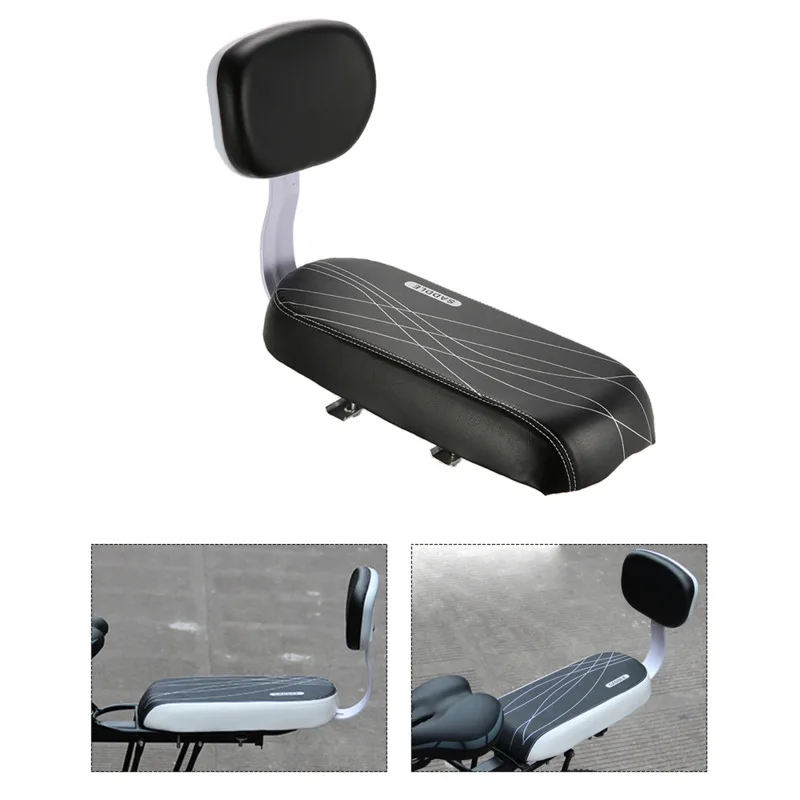 Bicycle Back Seat Bike PU Leather Soft Cushion Rear Rack Seat Water Resistant Children Seat With Back Rest Bicycle Accessories