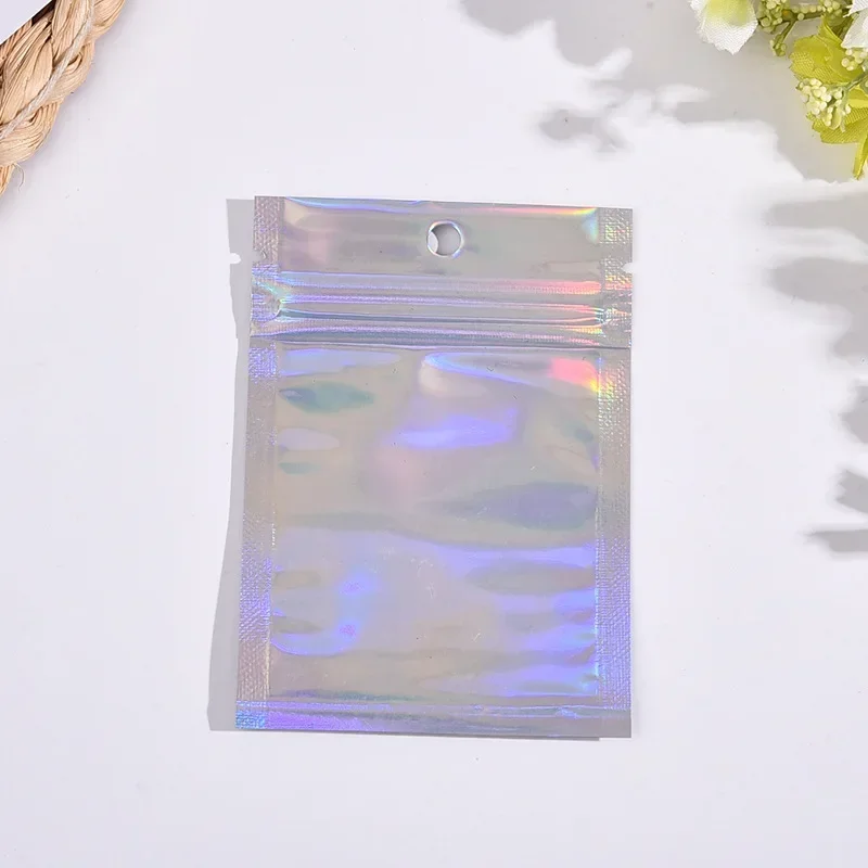 500PCS Laser Ziplock Bag Necklace Earrings Jewelry Gift Packing Bags Cell Phone Cases Colorful Packing Bags Kitchen Organizer