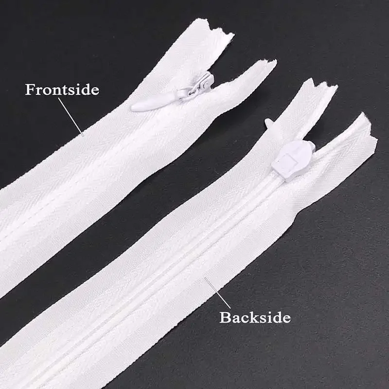 10Pcs Nylon Invisible Zippers 15-60cm(6Inch-24Inch) Black White Invisible Coil Zipper For Sewing Craft Garment Accessories