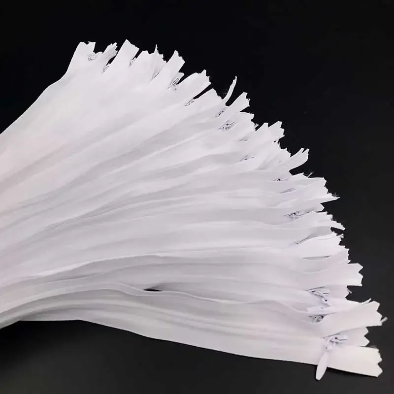 10Pcs Nylon Invisible Zippers 15-60cm(6Inch-24Inch) Black White Invisible Coil Zipper For Sewing Craft Garment Accessories